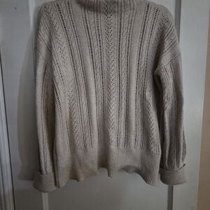 Liz Claiborne Beige Cable Knit Turtleneck Sweater